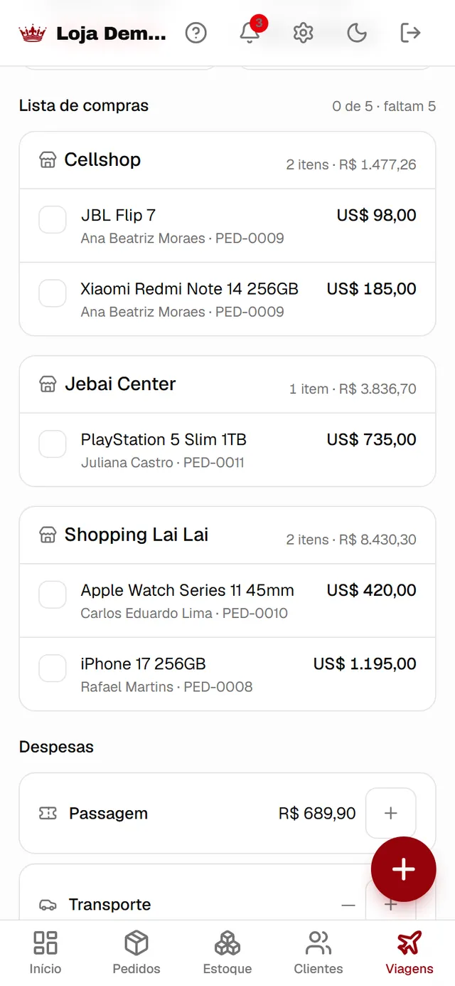 Checklist de compras da viagem ao Paraguai