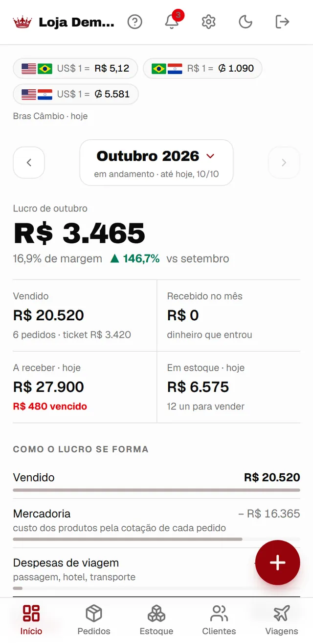 Lucro do mês no app