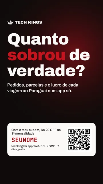Arte para story Quanto sobrou de verdade?, com o cupom e o QR do parceiro