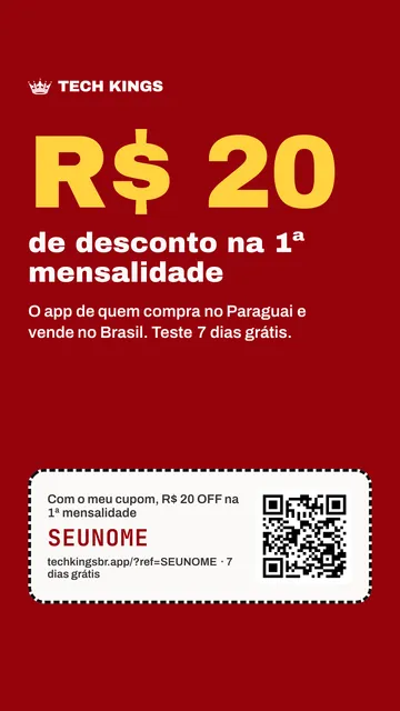 Arte para story R$ 20 de desconto, com o cupom e o QR do parceiro